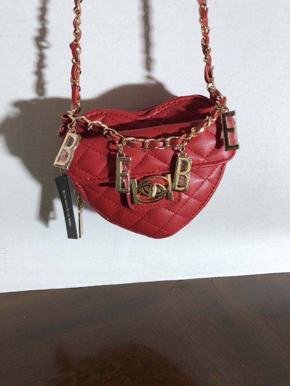Bebe Heart Shaped Bag In Red 6” x 5”